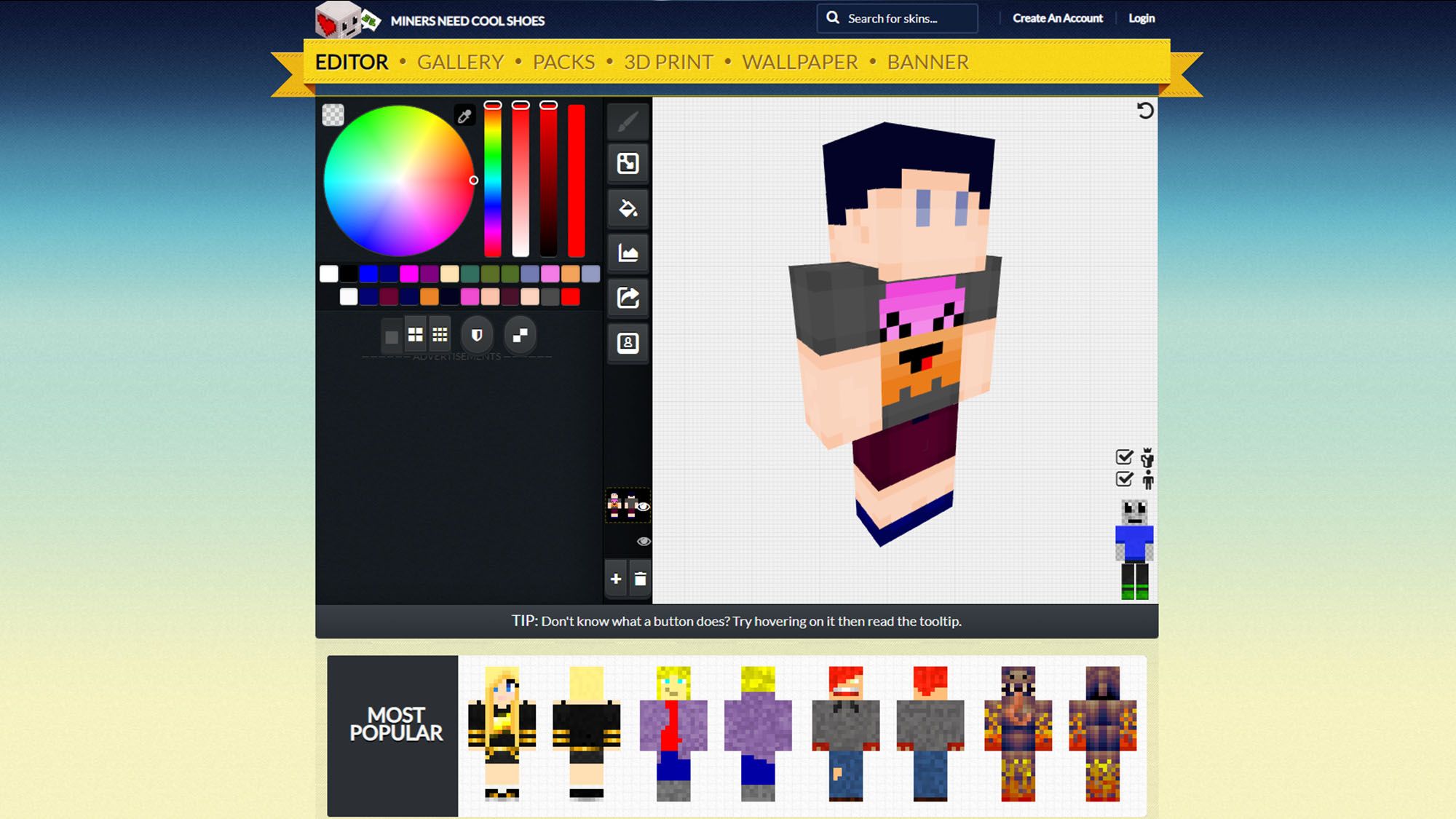 Minecraft more player models skin editor