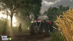 red tractor on a wheat field